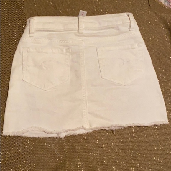 Distressed White Denim Mini Skirt - Picture 2 of 4